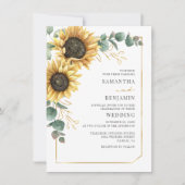 Zonnebloem Eucalyptus Floral Wedding Kaart (Voorkant)