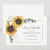 Zonnebloem Eucalyptus Floral Wedding Save The Date (Voorkant / Achterkant)