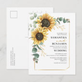 Zonnebloem Eucalyptus Floral Wedding Uitnodiging Briefkaart (Voorkant / Achterkant)