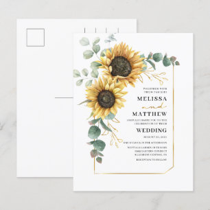 Zonnebloem Eucalyptus Floral Wedding Uitnodiging Briefkaart