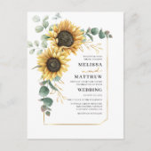 Zonnebloem Eucalyptus Floral Wedding Uitnodiging Briefkaart (Voorkant)