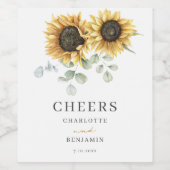 Zonnebloem Eucalyptus Floral Wedding Wijn Etiket (Enkel label)