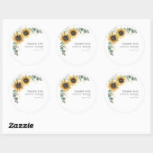 Zonnebloem Eucalyptus Floral Weduwschap Dank je Ronde Sticker (Vel)