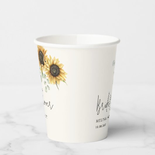 Zonnebloem Eucalyptus Florenz. Vrijgezellenfeest Papieren Bekers (Links)