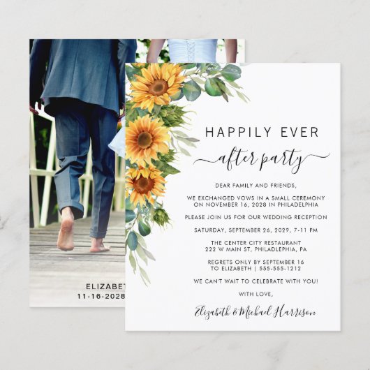 Zonnebloem Eucalyptus Foto bruiloft (Voorkant / Achterkant)