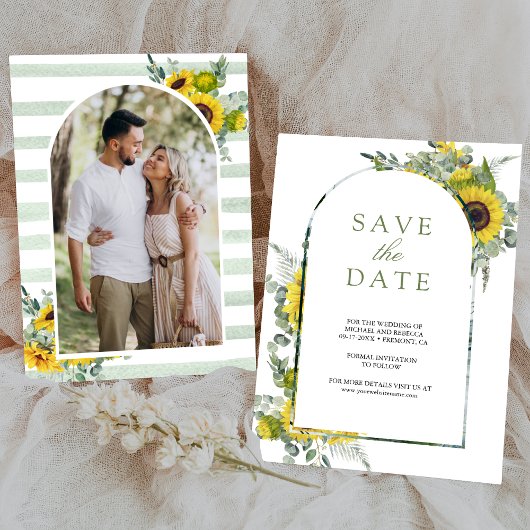 Zonnebloem Eucalyptus Foto Bruiloft Save The Date