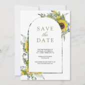 Zonnebloem Eucalyptus Foto Bruiloft Save The Date (Voorkant)