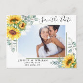 Zonnebloem Eucalyptus FOTO Bruiloft Save the Date Briefkaart (Voorkant)
