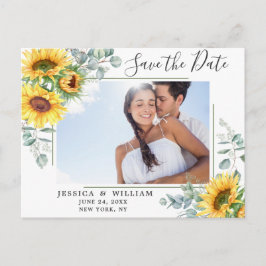 Zonnebloem Eucalyptus FOTO Bruiloft Save the Date Briefkaart
