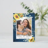 Zonnebloem Eucalyptus FOTO Bruiloft Save the Date Briefkaart (Staand voorkant)