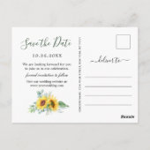 Zonnebloem Eucalyptus FOTO Bruiloft Save the Date Briefkaart (Achterkant)