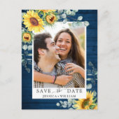Zonnebloem Eucalyptus FOTO Bruiloft Save the Date Briefkaart (Voorkant)