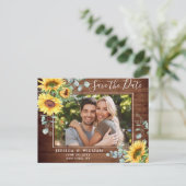Zonnebloem Eucalyptus FOTO Bruiloft Save the Date Briefkaart (Staand voorkant)