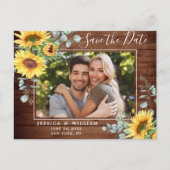 Zonnebloem Eucalyptus FOTO Bruiloft Save the Date Briefkaart (Voorkant)