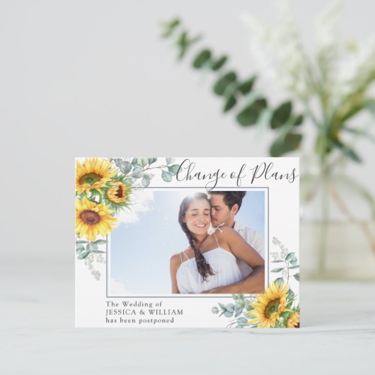 Zonnebloem Eucalyptus FOTO Bruiloft Verandering va Briefkaart (Staand voorkant)