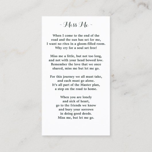 Zonnebloem Eucalyptus Foto Memorial Prayer Kaart Contactkaartje (Achterkant)