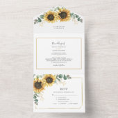 Zonnebloem Eucalyptus Geometric Floral Wedding All In One Uitnodiging (Binnen)