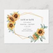 Zonnebloem Eucalyptus Geometric Save the Date Aankondigingskaart (Voorkant)
