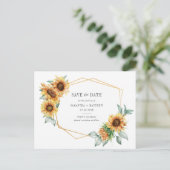 Zonnebloem Eucalyptus Geometric Save the Date Aankondigingskaart (Staand voorkant)