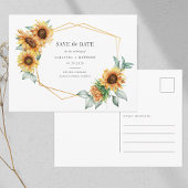 Zonnebloem Eucalyptus Geometric Save the Date Aankondigingskaart