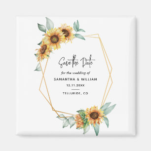 Zonnebloem Eucalyptus Geometric Save the Date Magneet