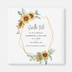 Zonnebloem Eucalyptus Geometric Save the Date Magneet