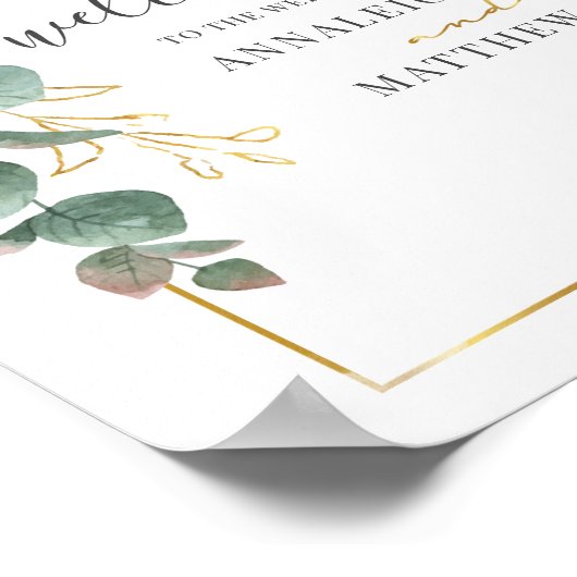 Zonnebloem Eucalyptus Geometric Weddenschap Welkom Poster (Hoek)