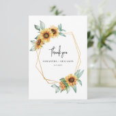 Zonnebloem Eucalyptus Geometrische bruiloft Bedankkaart (Staand voorkant)