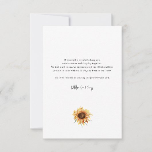 Zonnebloem Eucalyptus Geometrische bruiloft Bedankkaart (Achterkant)