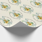 Zonnebloem Eucalyptus Gepersonaliseerd Baby shower Cadeaupapier (Hoek)