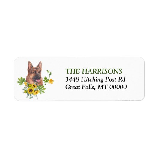 Zonnebloem Eucalyptus German Shepherd Dog Label (Voorkant)