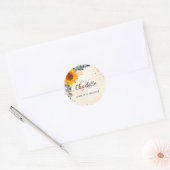 Zonnebloem eucalyptus glitters monogram ronde sticker (Envelop)