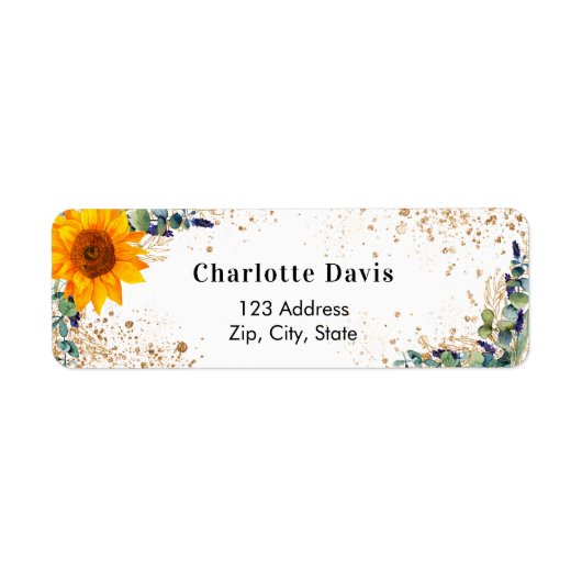 Zonnebloem eucalyptus glitterspoeder retouradres  etiket (Voorkant)