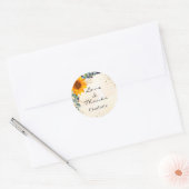 Zonnebloem eucalyptus glitterspul monogram dank je ronde sticker (Envelop)