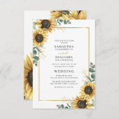 Zonnebloem Eucalyptus Gold Geometric Floral Weddin Kaart (Voorkant / Achterkant)