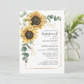 Zonnebloem Eucalyptus Gold Geometric Verloving Kaart (Staand voorkant)