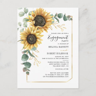 Zonnebloem Eucalyptus Gold Geometric Verloving Uitnodiging Briefkaart