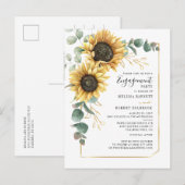 Zonnebloem Eucalyptus Gold Geometric Verloving Uitnodiging Briefkaart (Voorkant / Achterkant)