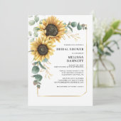 Zonnebloem Eucalyptus Gold Lijst Vrijgezellenfeest Kaart (Staand voorkant)