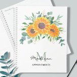 Zonnebloem Eucalyptus Greenery Aangepaste Benoemin Planner<br><div class="desc">Deze bloemenplanner is versierd met waterverf zonnebloemen,  eucalyptus en bladeren in geel,  groen en goud. Eenvoudig aan te passen met jouw naam en monogram. Omdat wij ons kunstwerk creëer,  zult u dit nauwkeurige afbeelding niet vinden van andere ontwerpers. Oorspronkelijke Waterverf © Michele Davies.</div>