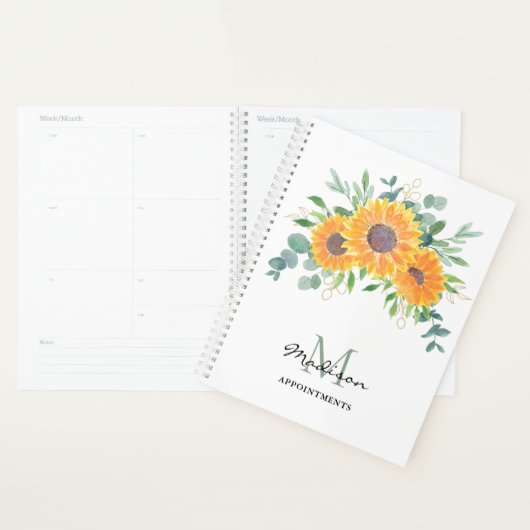 Zonnebloem Eucalyptus Greenery Aangepaste Benoemin Planner (Display)