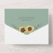 Zonnebloem Eucalyptus Greenery Botanical Wedding All In One Uitnodiging (Achterkant)