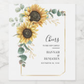 Zonnebloem Eucalyptus Greenery Botanical Wedding Wijn Etiket (Enkel label)