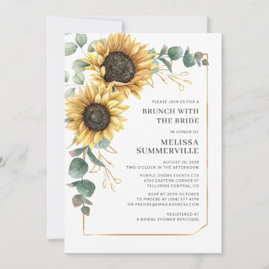 Zonnebloem Eucalyptus Greenery Brunch met bride Kaart (Voorkant)