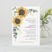 Zonnebloem Eucalyptus Greenery Brunch met bride Kaart (Staand voorkant)