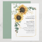 Zonnebloem Eucalyptus Greenery Floral Wedding Kaart (Voorkant / Achterkant)