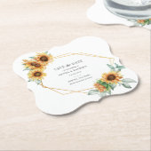 Zonnebloem Eucalyptus Greenery Geometric Save Date Kartonnen Onderzetters (Gekanteld)