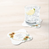 Zonnebloem Eucalyptus Greenery Geometric Save Date Kartonnen Onderzetters (Insitu)