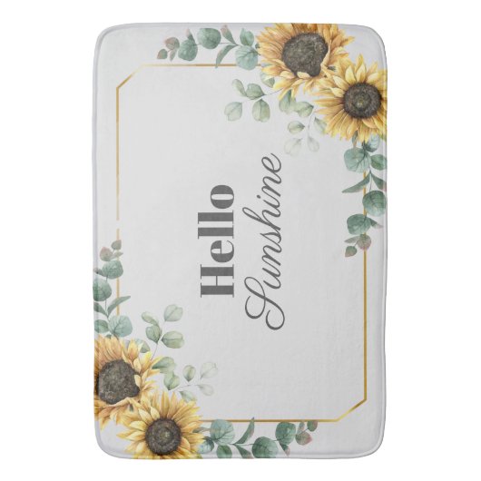 Zonnebloem Eucalyptus Greenery Geometric Script Badmat (Voorkant Verticaal)