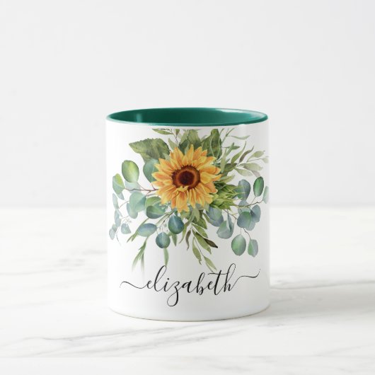 Zonnebloem Eucalyptus greenery name script Mok (Midden)